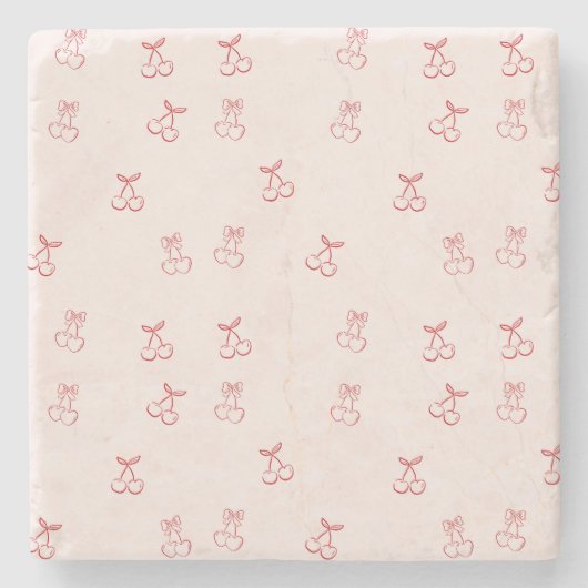 Cherry Outline Minimalism ストーンコースター (正面)