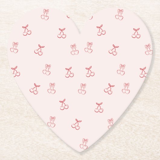  Cherry Outline Minimalism ペーパーコースター (正面)