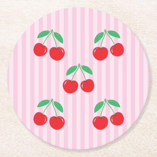 Cherry Paper Round Coasters ラウンドペーパーコースター (正面)