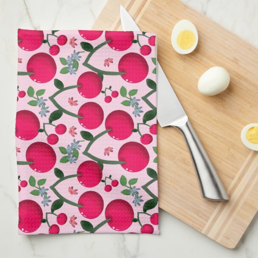 Cherry pattern  キッチンタオル (四つ折り)