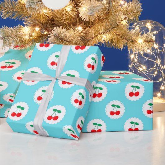 Cherry Pattern – Retro Fruit Gift & Decor ラッピングペーパー (クリスマス)