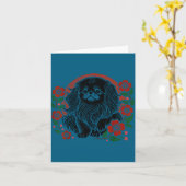 Cherry Pekingese Blossoms Floral Dog Japanese Humo カード (黄色い花)
