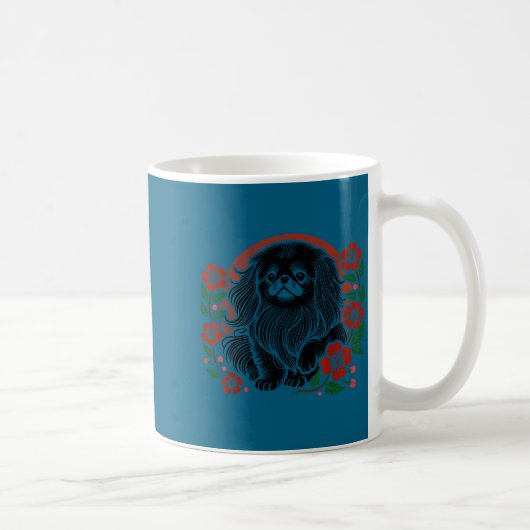 Cherry Pekingese Blossoms Floral Dog Japanese Laug コーヒーマグカップ (右)