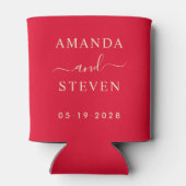 Cherry Picking Pink Couple Names with Wedding Date 缶クーラー (裏面)