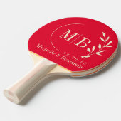 Cherry Picking Pink Leaf Wedding Monogram 卓球ラケット (正面アングル)