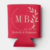 Cherry Picking Pink Leaf Wedding Monogram 缶クーラー (裏面)