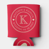 Cherry Picking Pink Wedding Monogram Heart 缶クーラー (裏面)