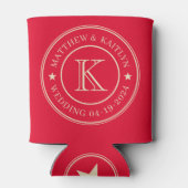 Cherry Picking Pink Wedding Monogram Star 缶クーラー (裏面)