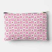 Cherry Pink And White Gingham Pattern Zipper Pouch アクセサリーポーチ (裏面)