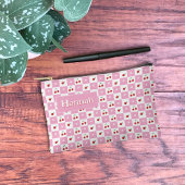 Cherry Pink And White Gingham Pattern Zipper Pouch アクセサリーポーチ