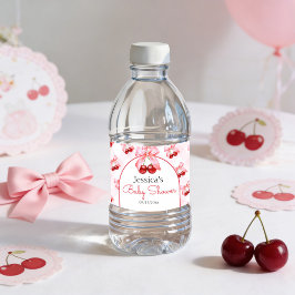 Cherry Pink Bow Girl Baby Shower  ペットボトルラベル
