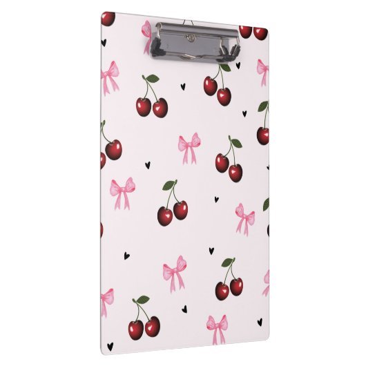 Cherry & Pink Bows Pattern - Coquette Aesthetic  クリップボード (右)