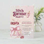 Cherry Pink Cake Birthday Party 招待状 (スタンド正面)