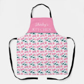 Cherry Pink Personalized Apron | Custom Name Apron エプロン (正面)