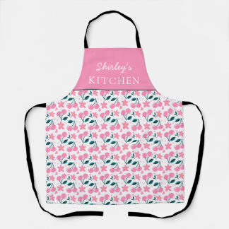 Cherry Pink Personalized Apron | Custom Name Apron エプロン