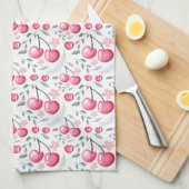 Cherry Pink Personalized Tea Towel | Custom Name K キッチンタオル (四つ折り)