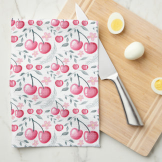 Cherry Pink Personalized Tea Towel | Custom Name K キッチンタオル