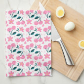 Cherry Pink Personalized Tea Towel | Custom Name K キッチンタオル (四つ折り)