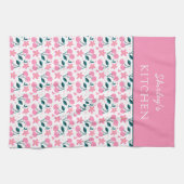 Cherry Pink Personalized Tea Towel | Custom Name K キッチンタオル (横)