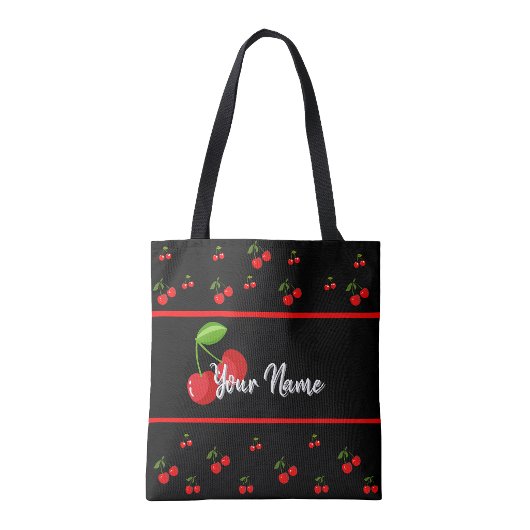 Cherry print shopping Book Tote Bag トートバッグ