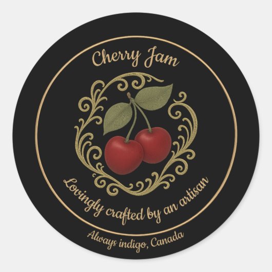 Cherry Radiance – Artisan Jam Label ラウンドシール (正面)