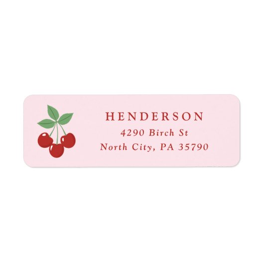 Cherry Red and Pink Return Address ラベル (正面)