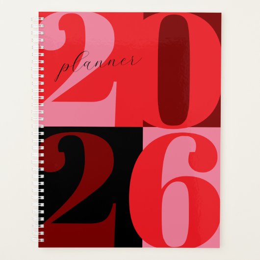 Cherry Red Bold Year Color Block Planner プランナー手帳 (正面)