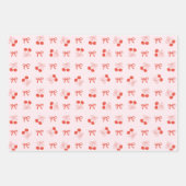 Cherry Red Coquette Bow Girly Wrapping Paper Set ラッピングペーパーシート (正面2)