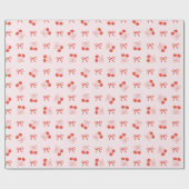 Cherry Red Coquette Christmas Wrapping Paper Roll ラッピングペーパー (フラット)