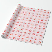 Cherry Red Coquette Christmas Wrapping Paper Roll ラッピングペーパー (アンロールド)