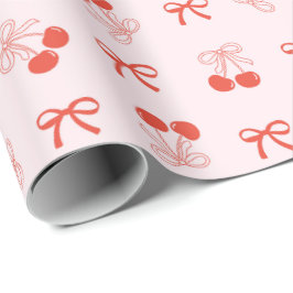 Cherry Red Coquette Christmas Wrapping Paper Roll ラッピングペーパー