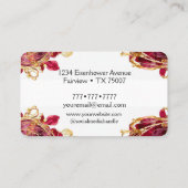 Cherry Red & Gold Monogram Script 名刺 (裏面)