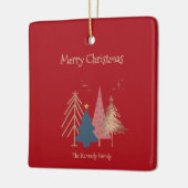 Cherry Red Green Pink & Gold Christmas Trees  セラミックオーナメント (左)