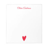 Cherry Red Heart  Valentines Day Personalized  ノートパッド (正面)