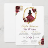 Cherry Red Quinceañera Invitation 招待状 (正面/裏面)