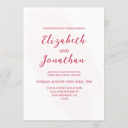 Cherry Red Rehearsal Dinner 招待状 (正面)