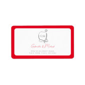 Cherry Red Simple Elegant Monogram Address ラベル (正面)