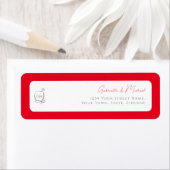 Cherry Red Simple Elegant Monogram Return Address  ラベル (インサイチュ)