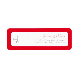 Cherry Red Simple Elegant Monogram Return Address ラベル