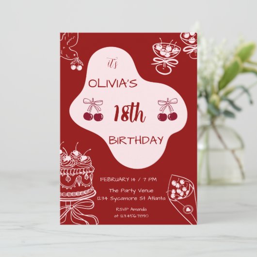 Cherry Red Valentine’s Day 18th Birthday 招待状 (スタンド正面)