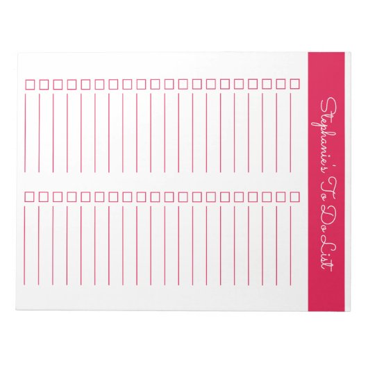 Cherry Red Vertical 8.5x11 Two Column Checklist ノートパッド (正面)