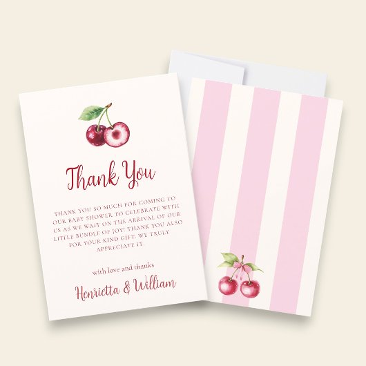 Cherry Red Watercolor Thank You Card サンキューカード