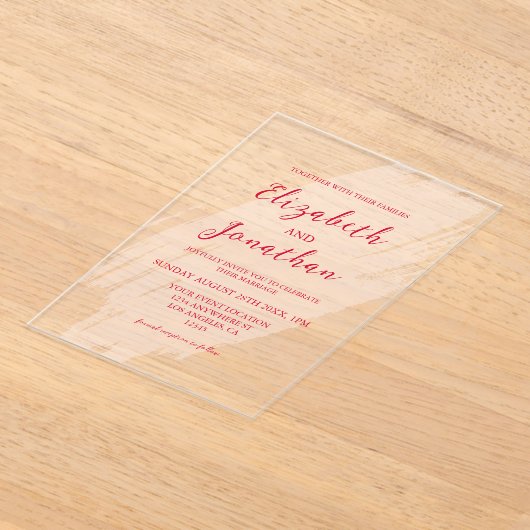 Cherry Red Wedding アクリル招待状 (レイダウン)