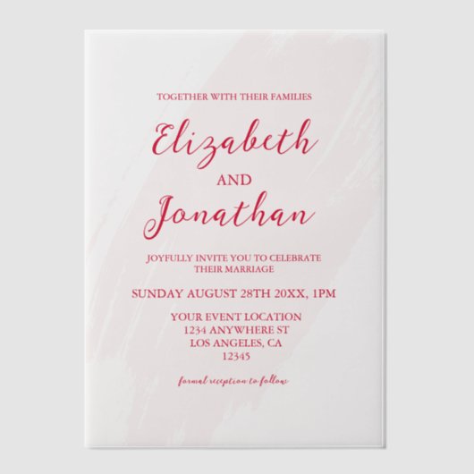 Cherry Red Wedding ベラム紙招待状 (正面)