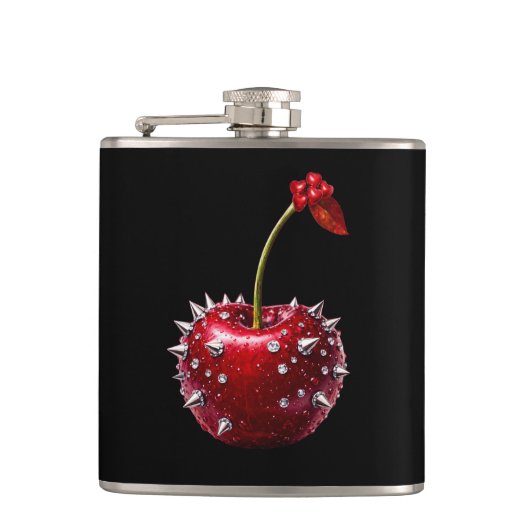 Cherry Rock Style Stainless Steel Flask フラスク (正面)