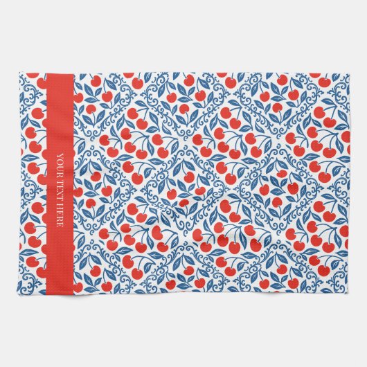 Cherry Rustic Farmhouse French Country キッチンタオル (横)