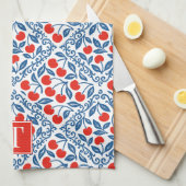 Cherry Rustic Farmhouse French Country Monogram キッチンタオル (四つ折り)