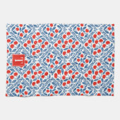 Cherry Rustic Farmhouse French Country Monogram キッチンタオル (横)