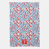 Cherry Rustic Farmhouse French Country Monogram キッチンタオル (縦)