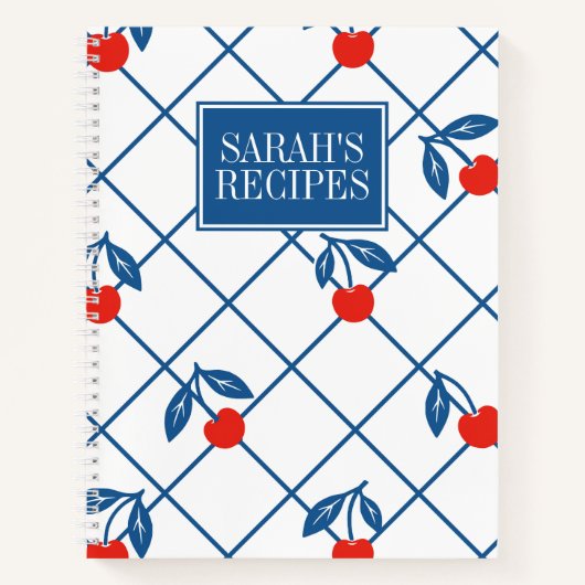 Cherry Rustic Farmhouse Windowpane Recipe ノートブック (正面)